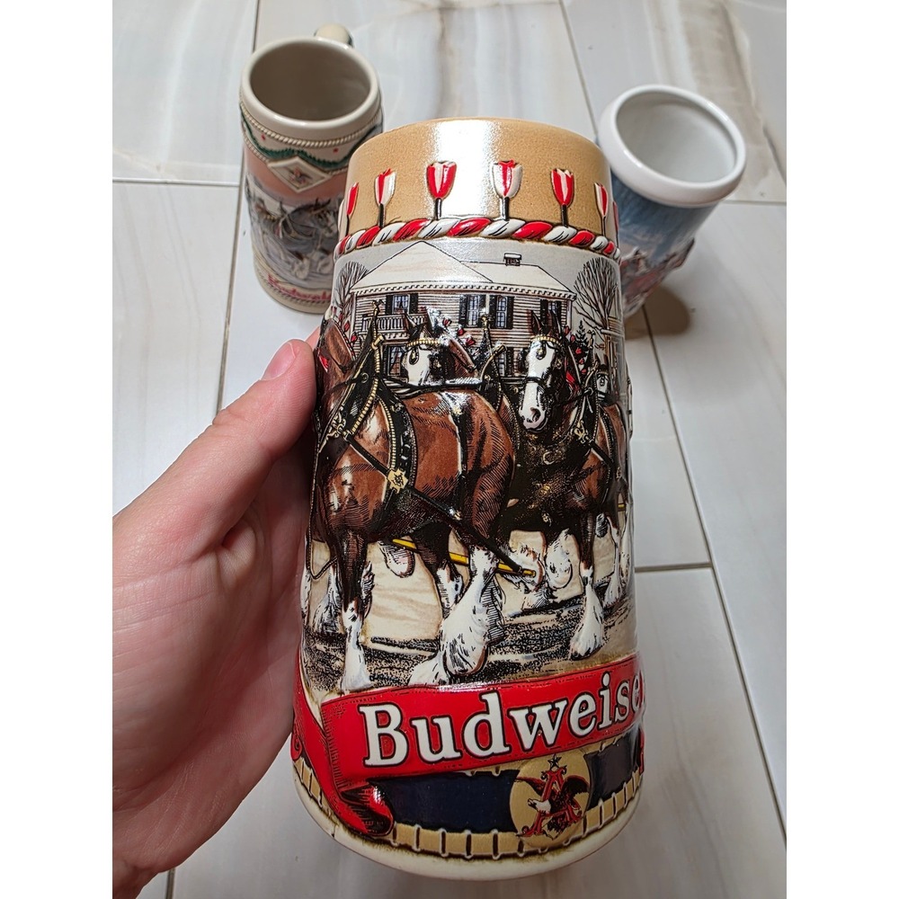 Budweiser Holida Stein Lot 3 1996 American Homestead 2007 Winter's Calm B Series - Picture 3 of 16